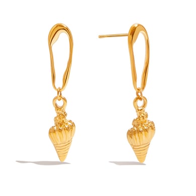Orecchini pendenti in acciaio inossidabile color oro a forma di buccino h5 