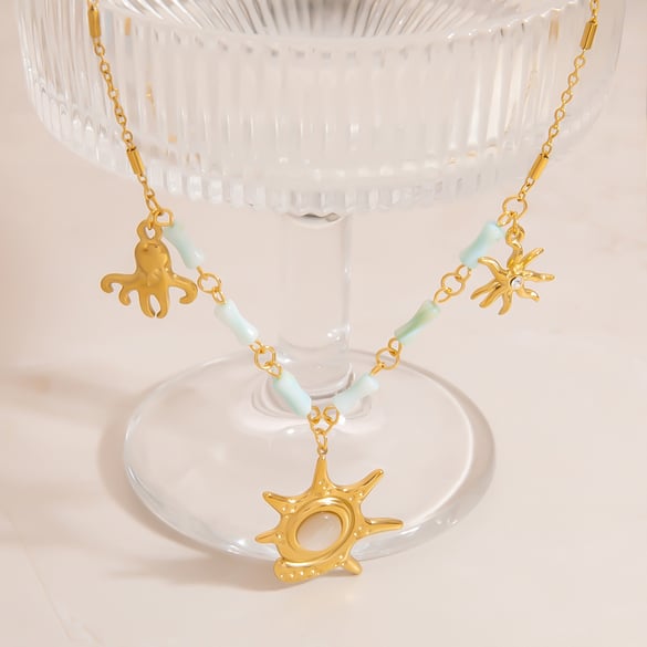 1 Piece Handmade Beaded Starfish Stainless Steel Women's Necklace 2