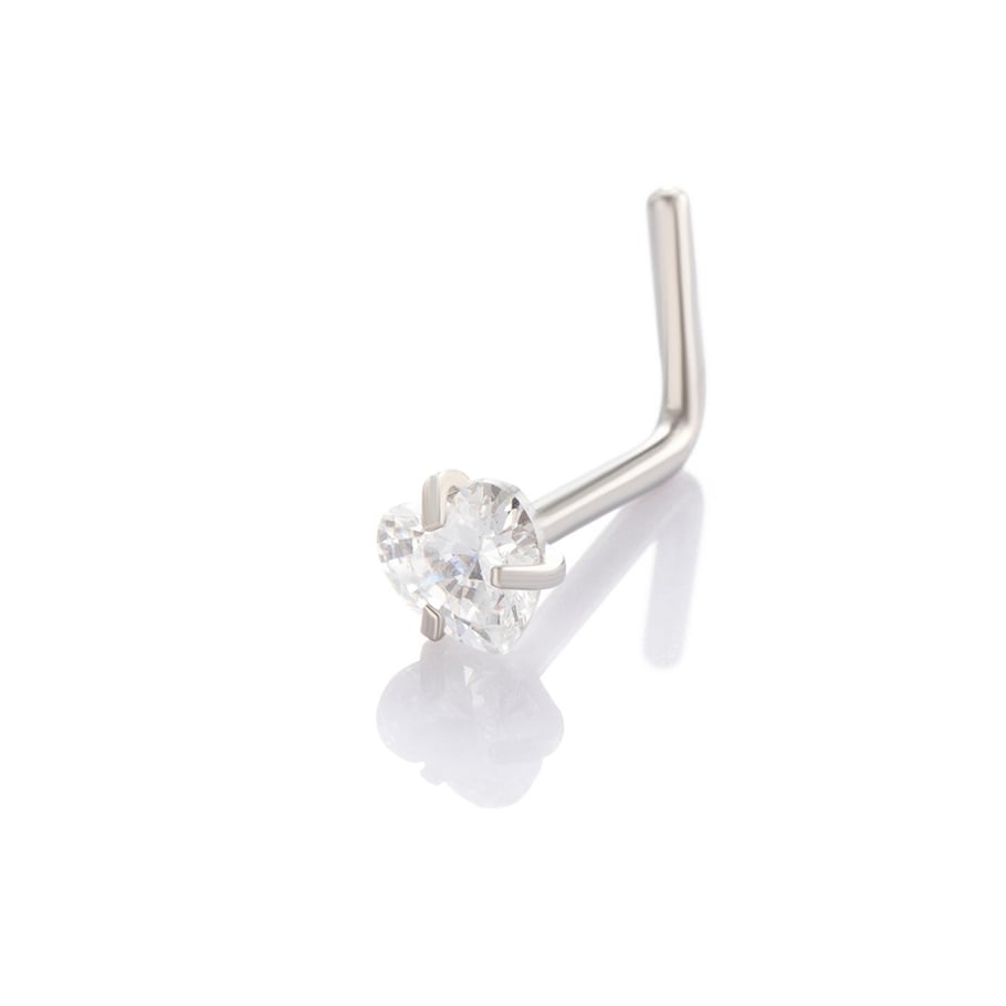 1 Paar Simple Series Simple Heart Edelstahl Kein Beschichtungsmaterial Zirkon Damen Nasenstecker 