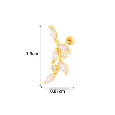 1 Stück Blume Kupfer Gold Farbe Zirkon Piercings Ohrringe h5 Bild2