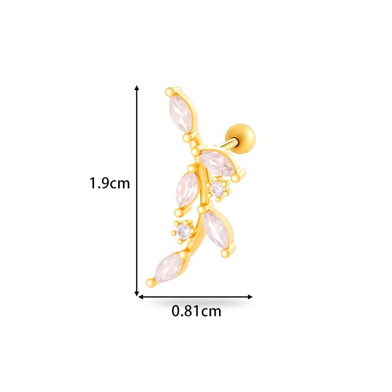 1 Stück Blume Kupfer Gold Farbe Zirkon Piercings Ohrringe Bild2