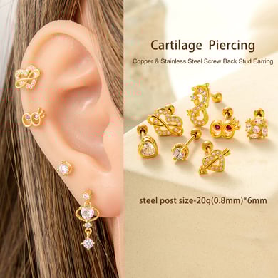 Herz Kupfer Zirkon Piercings Ohrringe h5 Bild4