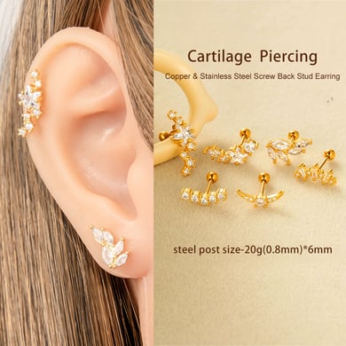 Ster Koper Goudkleurige Piercings Oorbellen h5 Afbeelding4