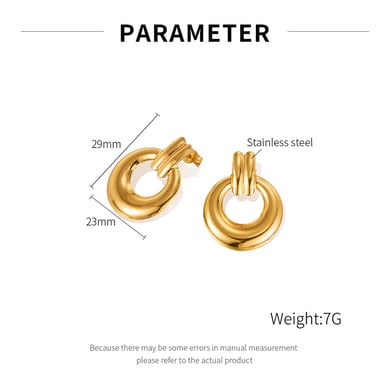 1 paio di orecchini a bottone da donna in acciaio inossidabile color oro, con motivo geometrico, semplici e quotidiani h5 Immagine2