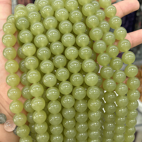 1 hilo de cuentas de joyería de piedras naturales anulares verdes transparentes 2