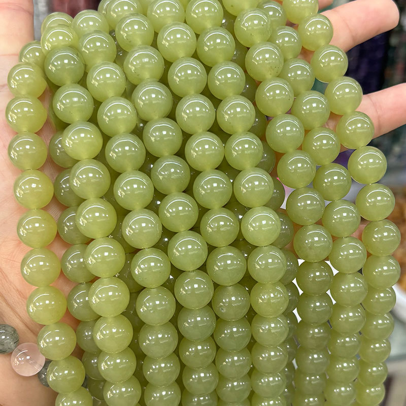 1 filo di perline di pietre naturali anulari verdi trasparenti Immagine2