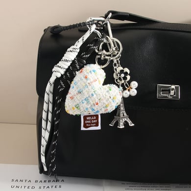 1 Piece Stylish Fabric Girlish Heart - shaped Bow - knot Bag Charms h5 Picture5