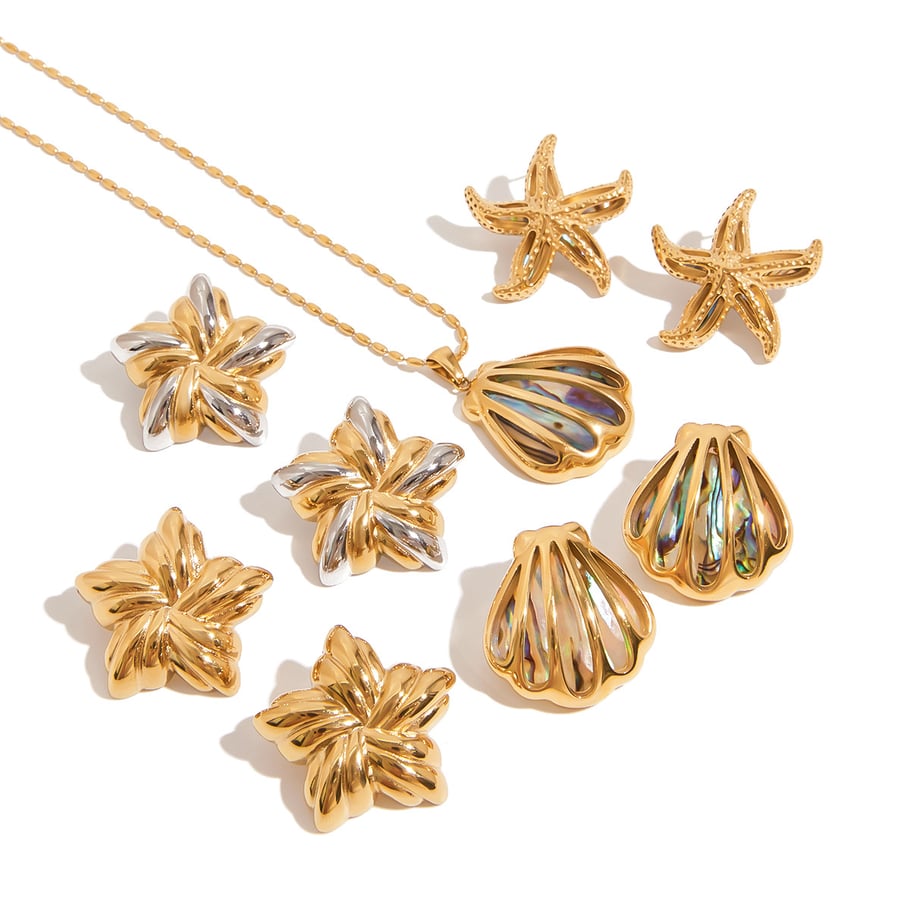 Ins Style Stainless Steel Gold Color Shell Earring Sets Picture5