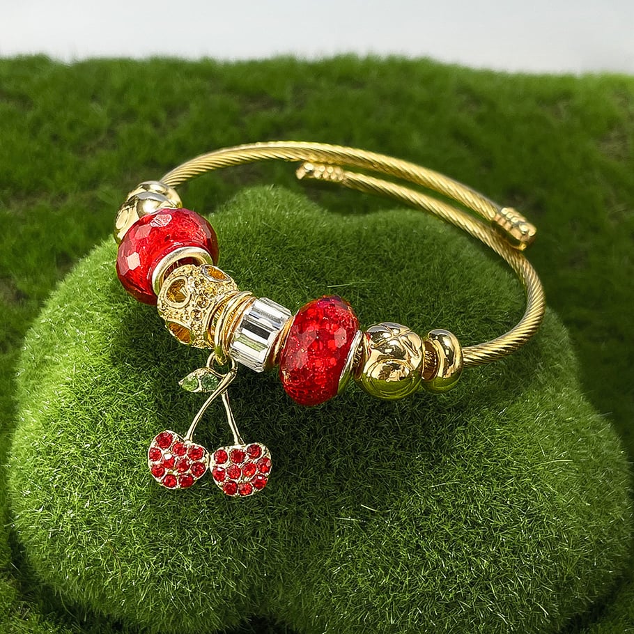 Süße Kirsche Gold Farbe Manschette Armbänder Bild4