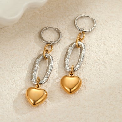 1 Paar einfache Serie täglich gemischte Farbe Edelstahl Gold Farbe Damen Tropfen Ohrringe h5 Bild2