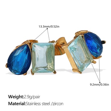 Pendientes de botón de acero inoxidable color dorado h5 
