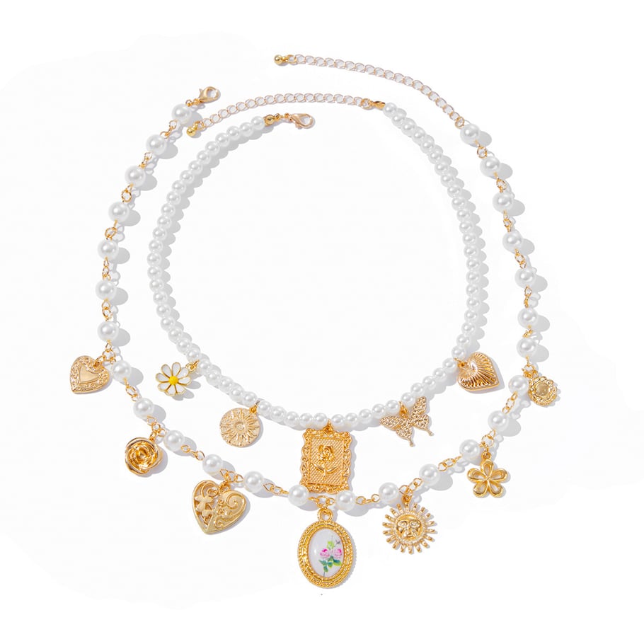 Retro Heart Alloy Layered Necklaces 