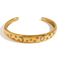 Pulsera Estrella Luna - Oro - Diamante Blanco 