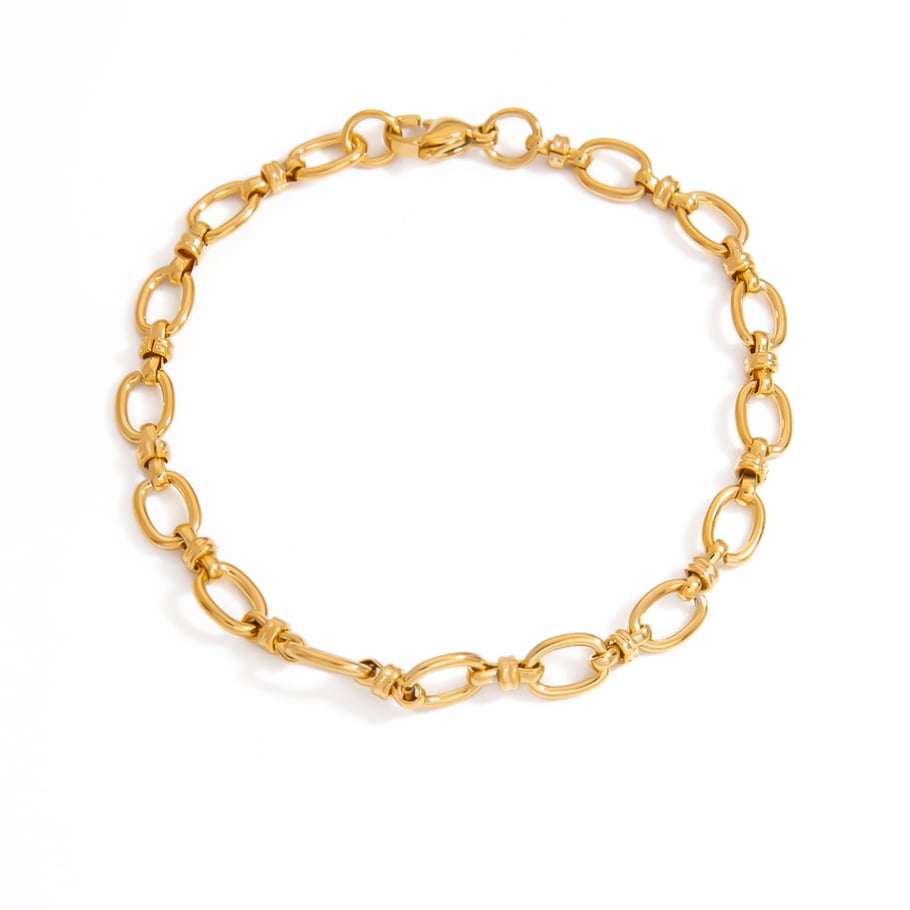 Simple Series Tägliche geometrische Goldfarbe Edelstahl Damen Kettenarmbänder 