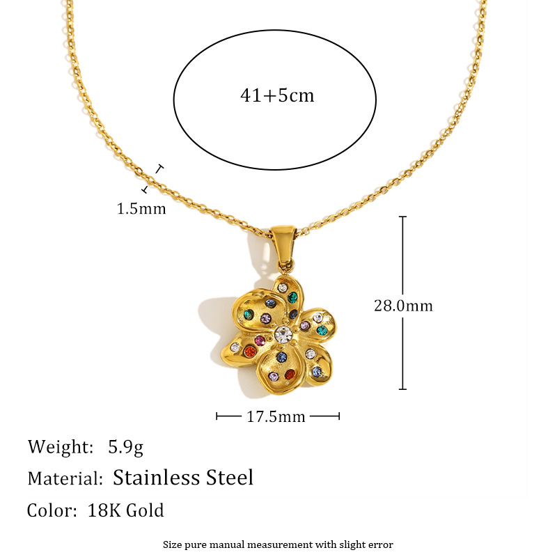 1 stuk elegante retro-bloemen-thema gouden roestvrijstalen dameskettingen Afbeelding5