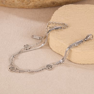 Bracelet chaîne pour femme en acier inoxydable couleur or, série simple, motif fleur quotidienne h5 Image4