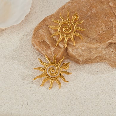 1 paio di orecchini a bottone da donna in acciaio inossidabile color oro, con motivo geometrico, semplici e quotidiani h5 Immagine4