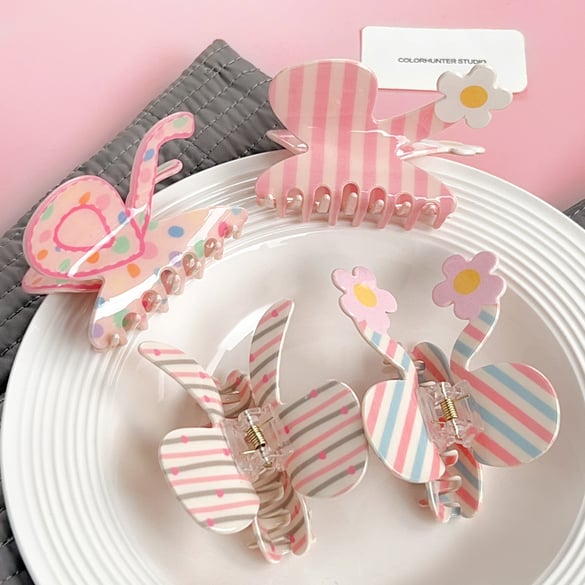 1 pince à cheveux papillon multicolore pour femme