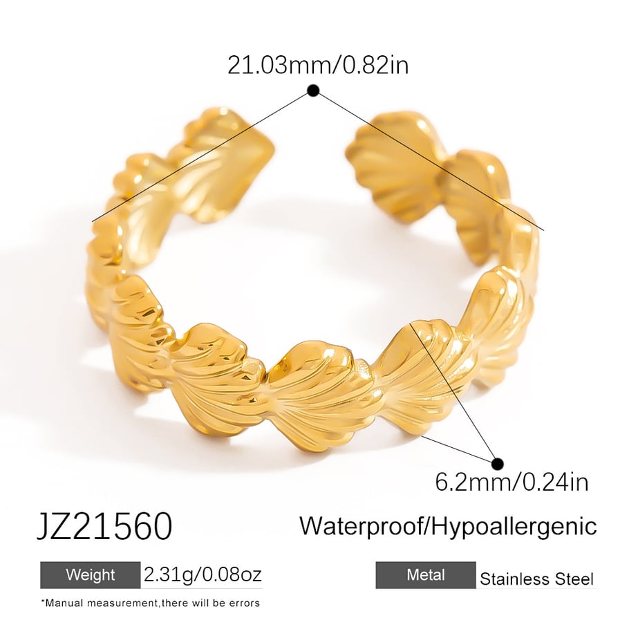 Muschel Edelstahl Gold Farbe Minimalistische Ringe Bild2