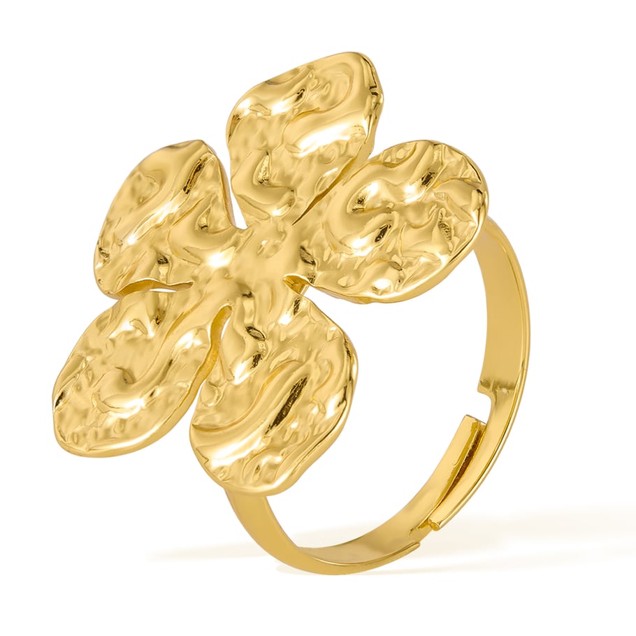 Retro Blume Edelstahl Gold Farbe Einstellbare Ringe 