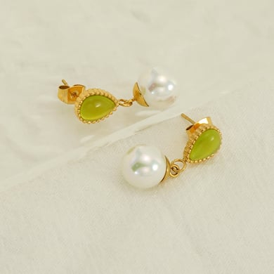 Eleganti orecchini pendenti in acciaio inossidabile color oro h5 Immagine4