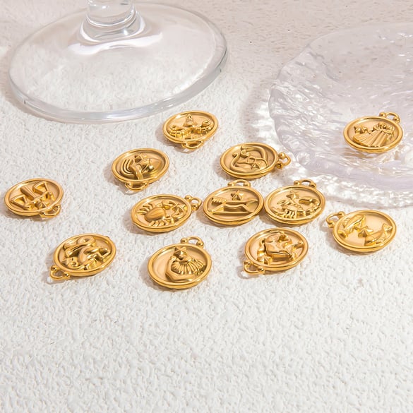 Constellation Round Stainless Steel Gold Color Women's Pendants