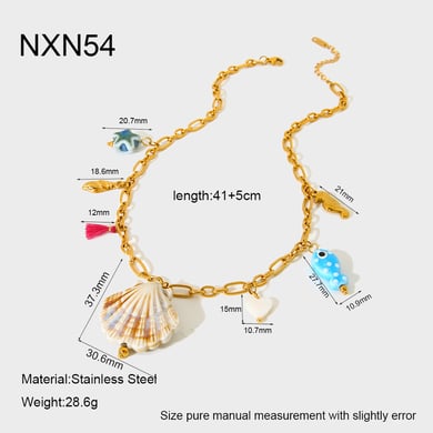 Luxuriöse Serie Vacation Turtle Edelstahl Gold Farbe Damen Anhänger Halsketten h5 