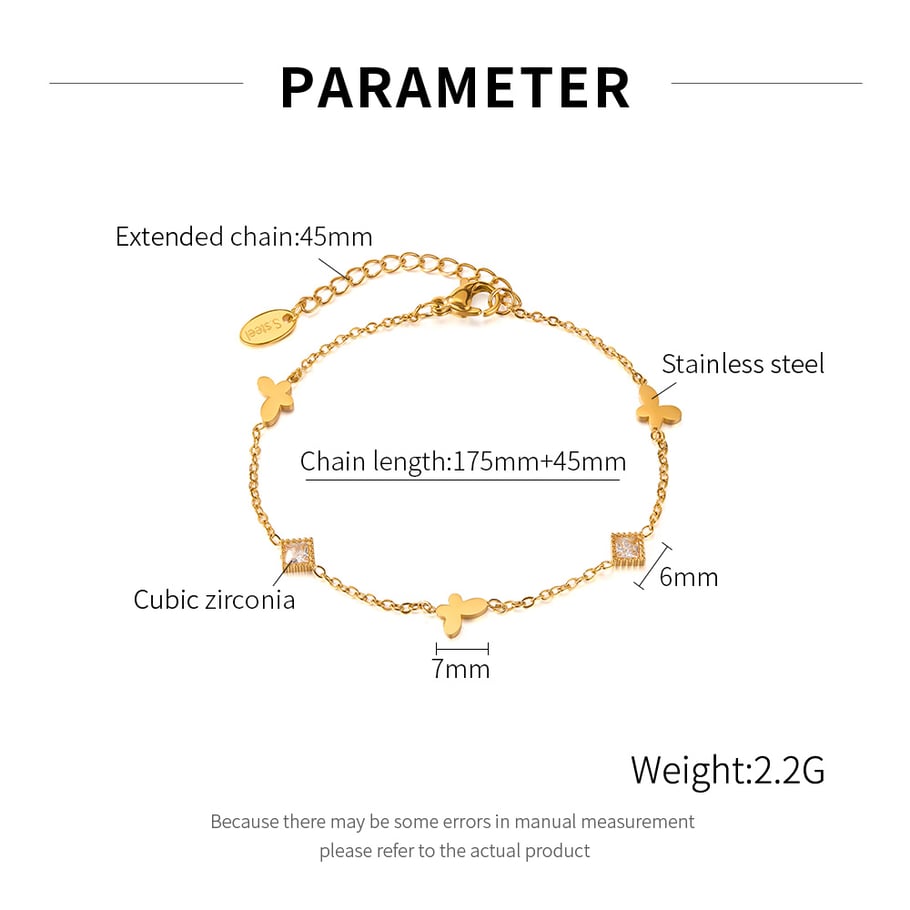 1 paio di bracciali a catena da donna in acciaio inossidabile color oro, serie semplice, con motivo &quot;Quotidiano Animale&quot; Immagine2