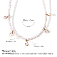 XL471WEG Collar de perlas de agua dulce con concha blanca 