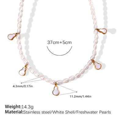 Collares colgantes de acero inoxidable con perla de color dorado h5 