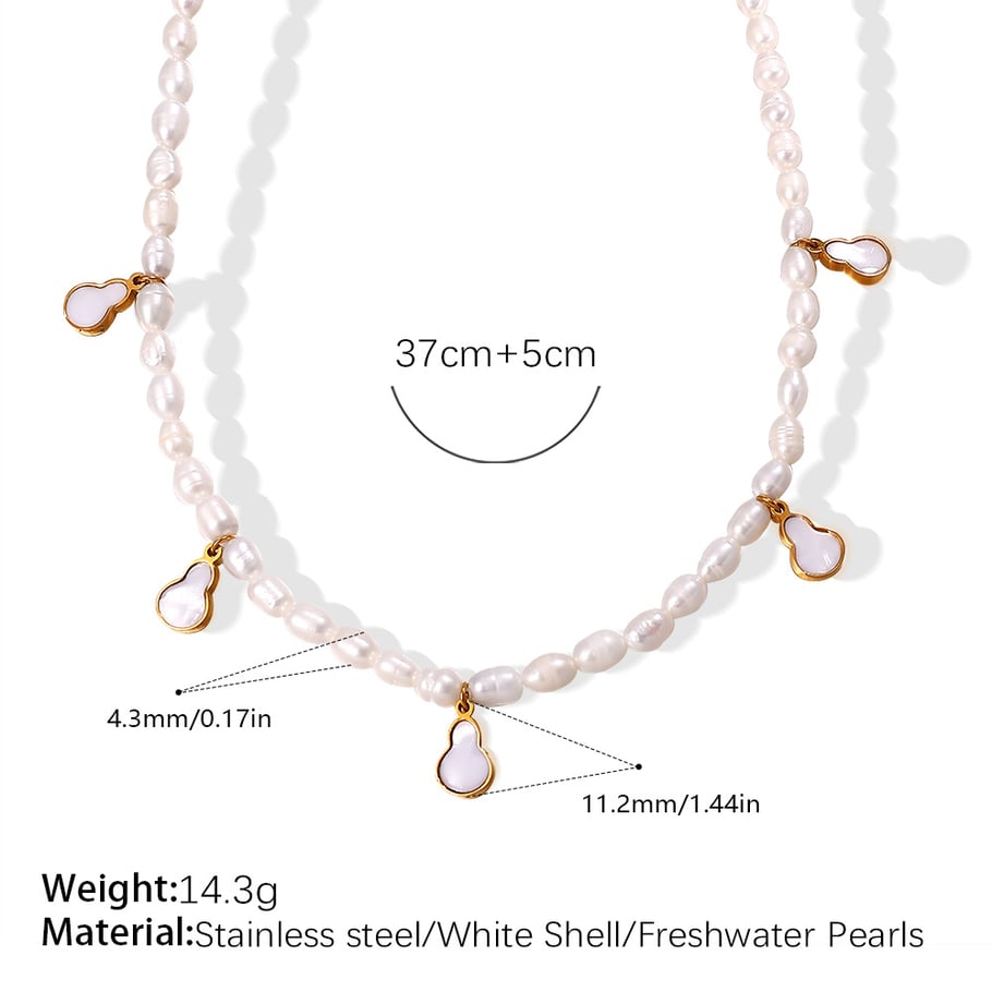 Collares colgantes de acero inoxidable con perla de color dorado 