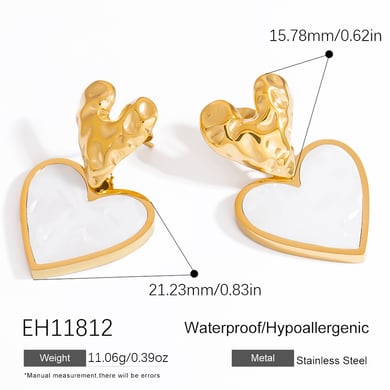 Gorgeous Heart Shape Stainless Steel Gold Color Women's Drop Earrings h5 Picture2