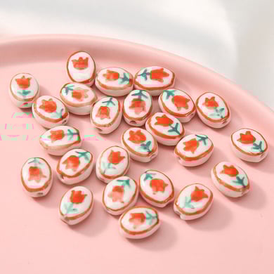 1 pieza de cuentas de cerámica con forma de flor para hacer joyas DIY h5 
