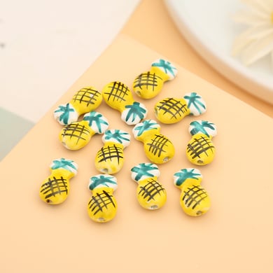 1 pezzo di perlina in ceramica a forma di ananas per gioielli fai da te h5 Immagine3