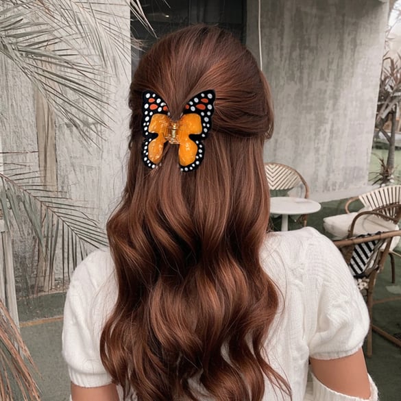 1 pezzo di fermaglio per capelli da donna in PVC a forma di farfalla e ape, simpatico cartone animato 2
