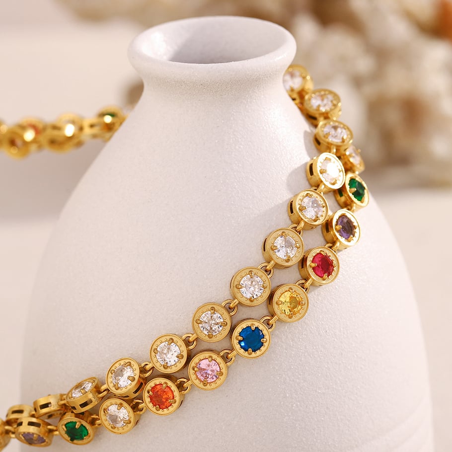 Collane da donna in acciaio inossidabile con gemme della serie Luxury Immagine4