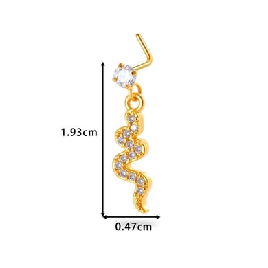 1 Stück Simple Series Simple Heart Kupfer Gold Farbe Zirkon Damen Nasenstecker h5 Bild2