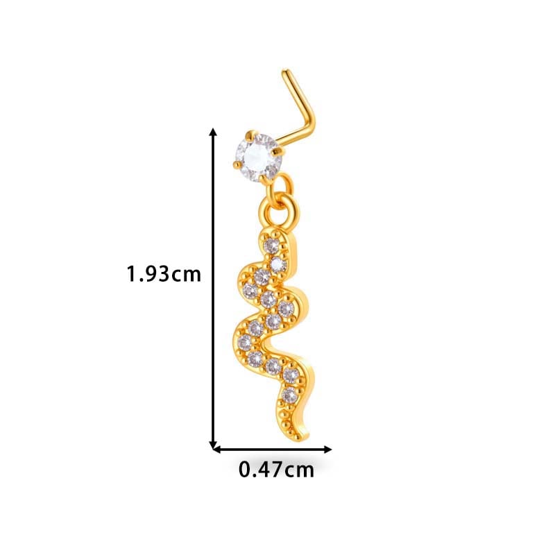 1 Stück Simple Series Simple Heart Kupfer Gold Farbe Zirkon Damen Nasenstecker Bild2