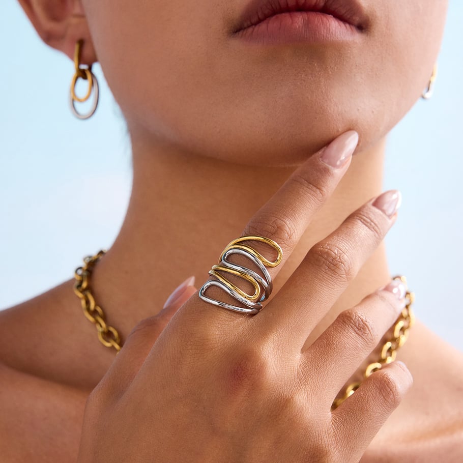 Stainless Steel Mixed Color Minimalist Rings Picture5