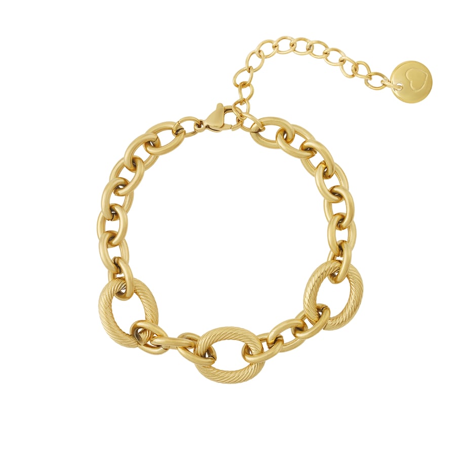 Shining Oval Stainless Steel Gold Color Women's Chain Bracelets 