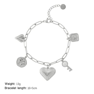 Glänzendes Herz Edelstahl Goldfarben Damen Charm Armbänder h5 Bild2