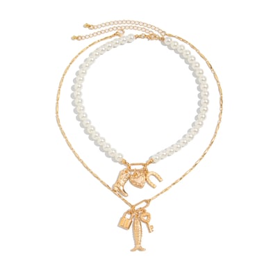 Retro Heart Alloy Layered Necklaces h5 