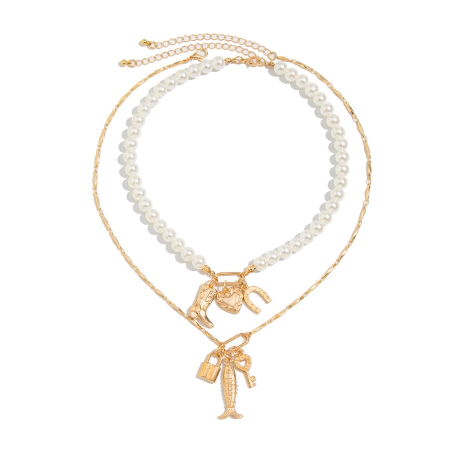 Retro Heart Alloy Layered Necklaces 