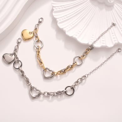 Radiant Heart Stainless Steel Gold Color Women's Charm Bracelets h5 Picture5