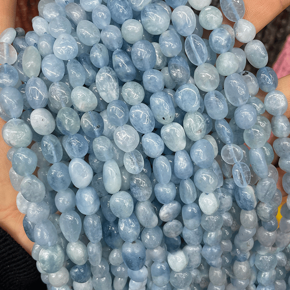 1 hilo de cuentas de joyería de piedra natural de forma casual de aguamarina 2