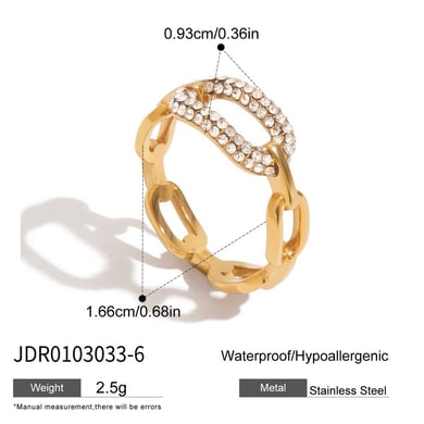 Stainless Steel Gold Color Zircon Minimalist Ring h5 Picture2