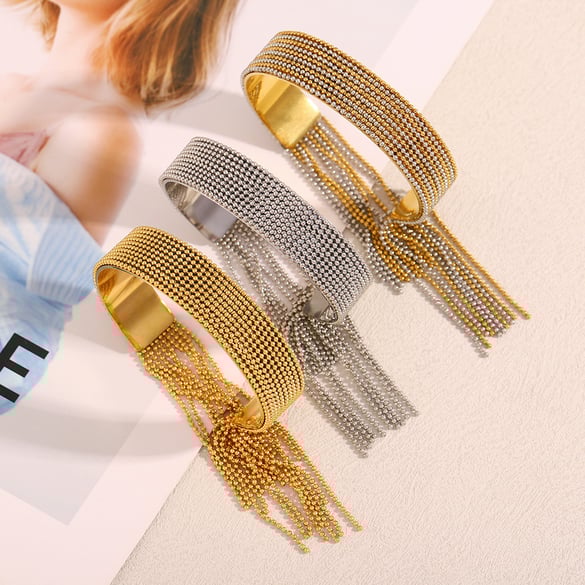 1 Piece Luxurious Series Fashion OL Tassel Stainless Steel Statement Rings