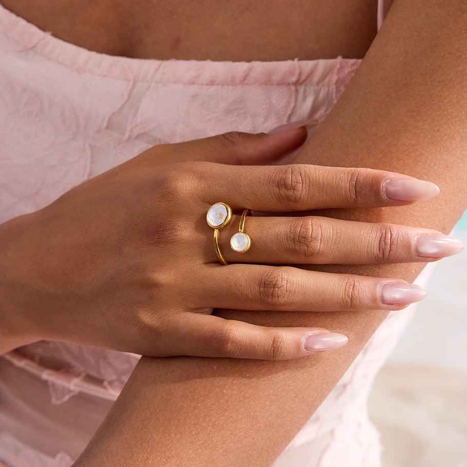 Simple Stainless Steel Gold Color Gemstone Rings h5Picture4