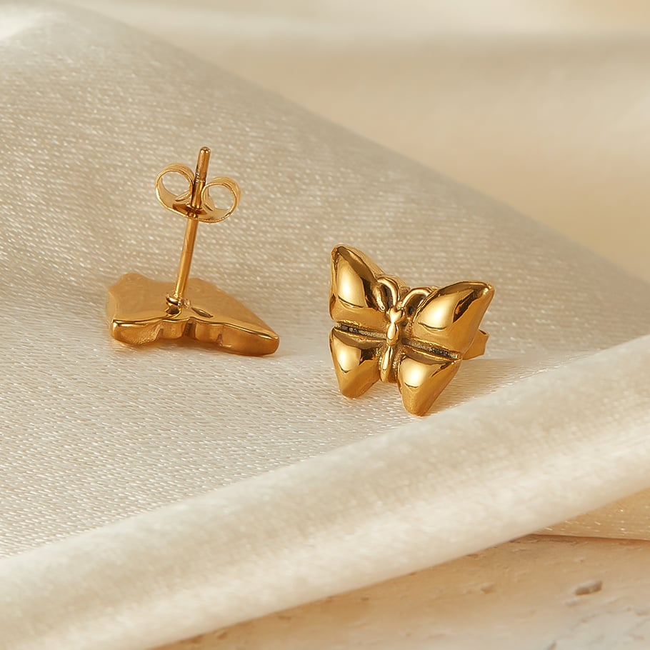1 Pair Simple Series Daily Animal Stainless Steel Gold Color Women's Stud Earrings h5Picture6