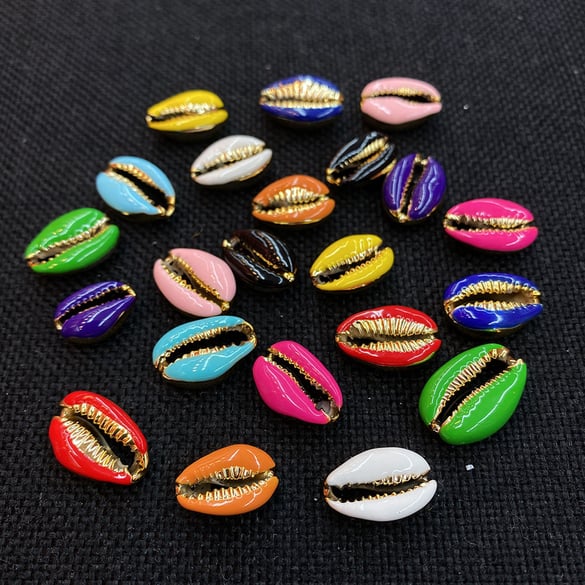 1 Piece Oil-spot Glazing Gold Color Conch Women's Pendants 2